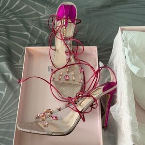 Sophia Webster Metallic Pink and Gold Strappy Heels